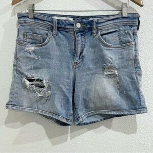 Anthropologie High Rise Baggy Denim Shorts Distressed Beach Boho Summer